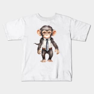 Chimpanzee Wearing a Tie Kids T-Shirt